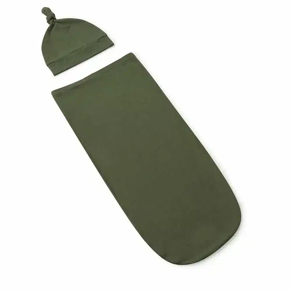 Snuggle Hunny - Olive Snuggle Swaddle & Beanie Set - Image 4