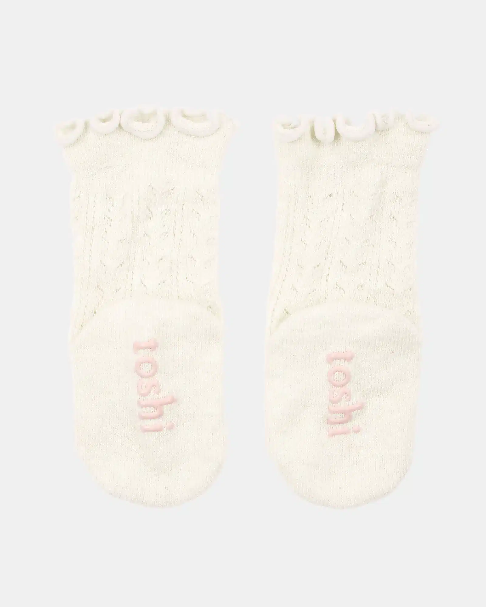 Toshi: Cream Organic Knee Frilly Socks - Image 3