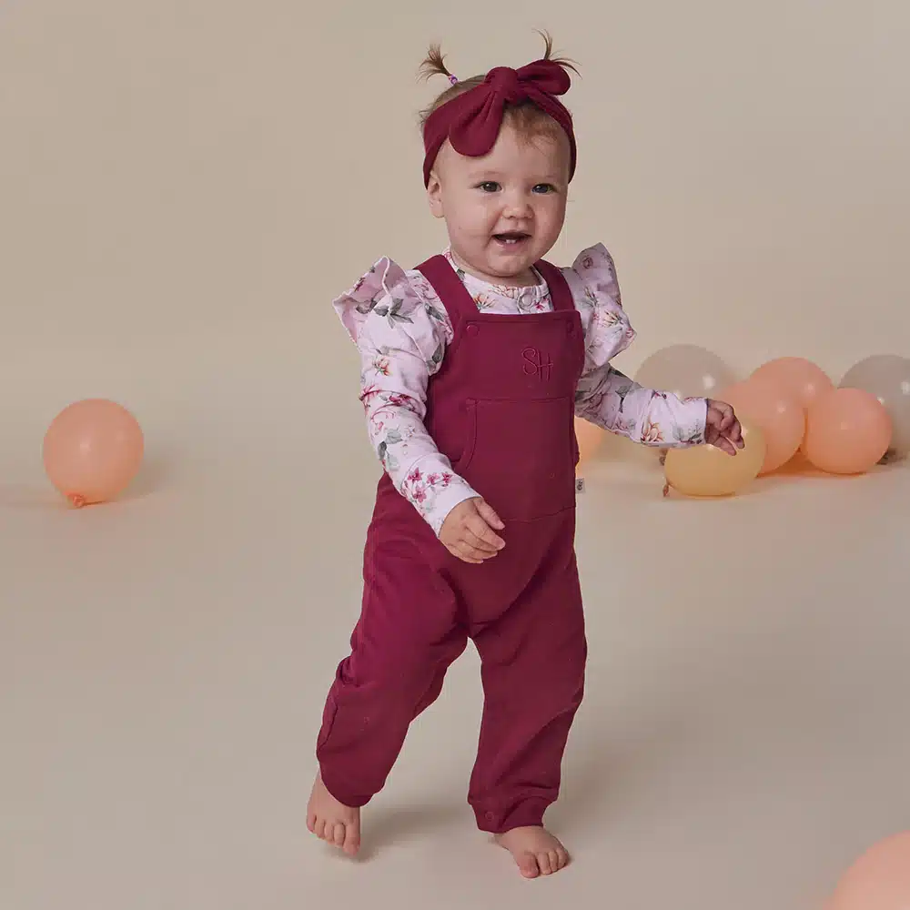 Snuggle Hunny: Raspberry Organic Joey Overalls - Image 5
