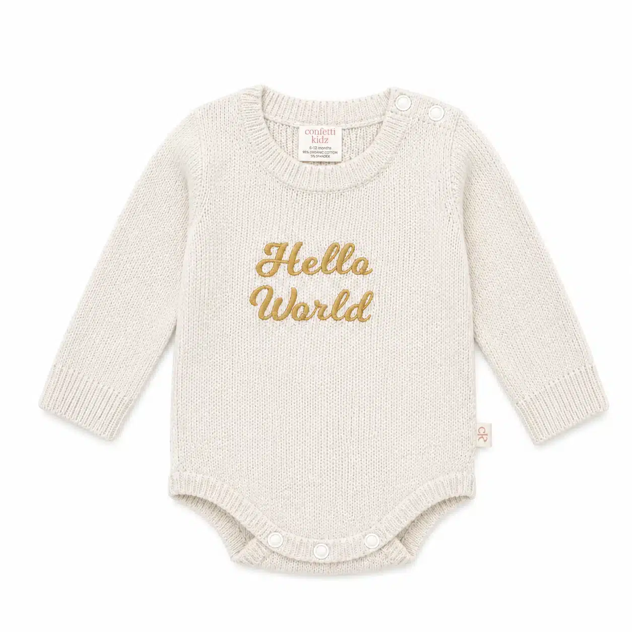Confetti Kidz: Hello World Knit Romper NB - Milk - Image 3