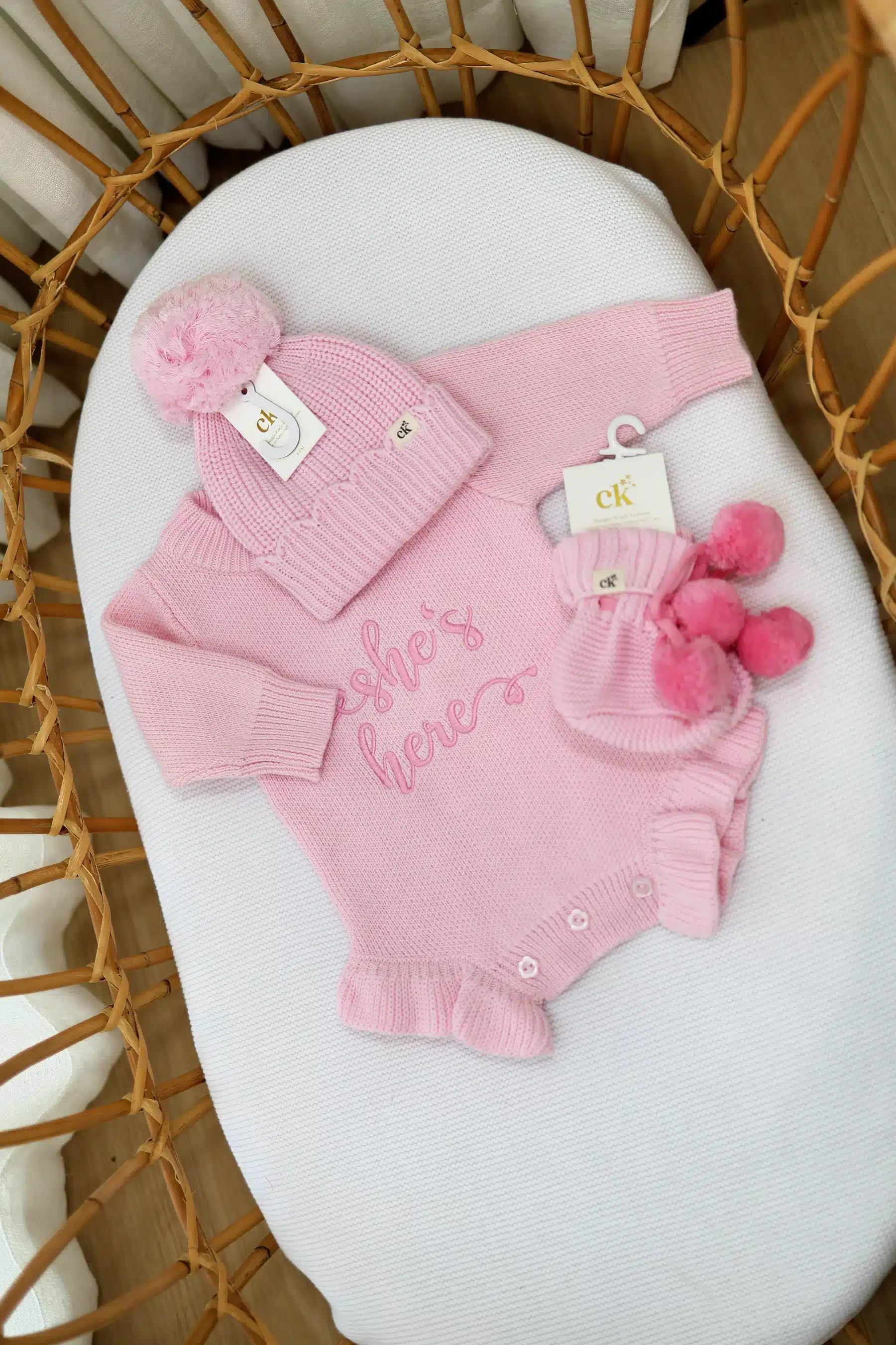 Confetti Kidz: She's Here Knit Romper NB - Pink - Image 2