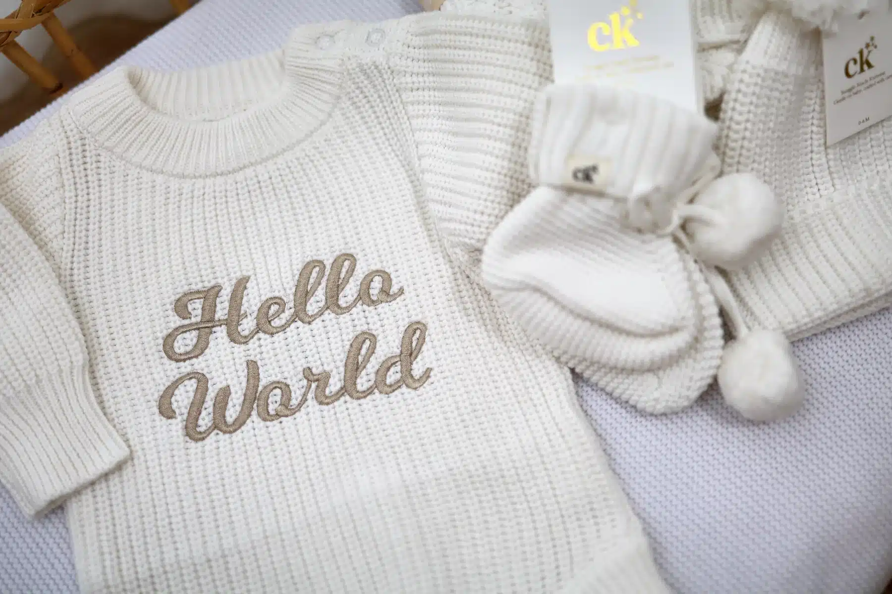 Confetti Kidz: Hello World Knit Romper NB - Milk - Image 2