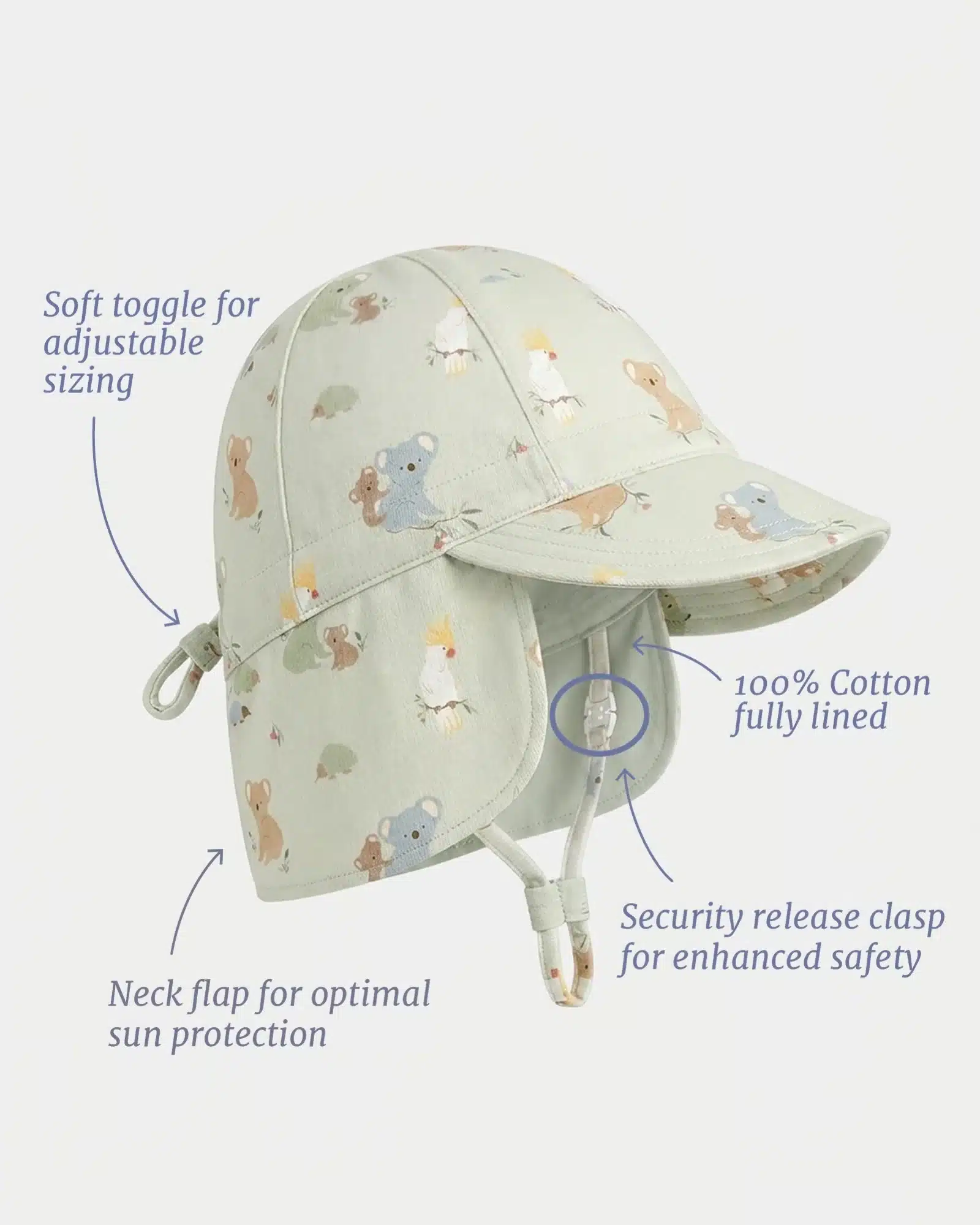 Toshi: Flap Cap Arcadia Gumnut Babies - Eucalypt - Image 3